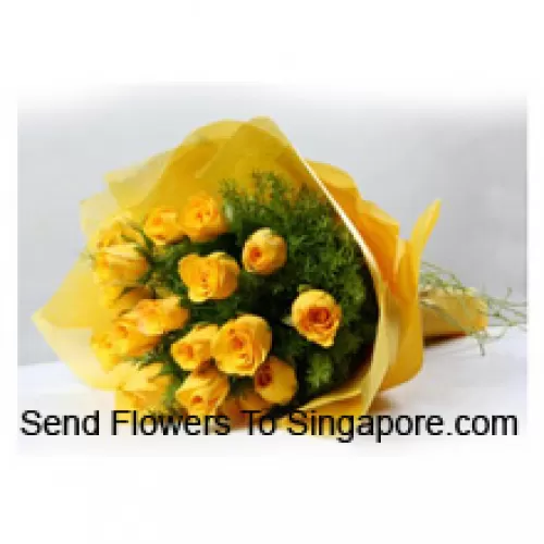 Bunch Of 18 Yellow Roses With Seasonal Fillers