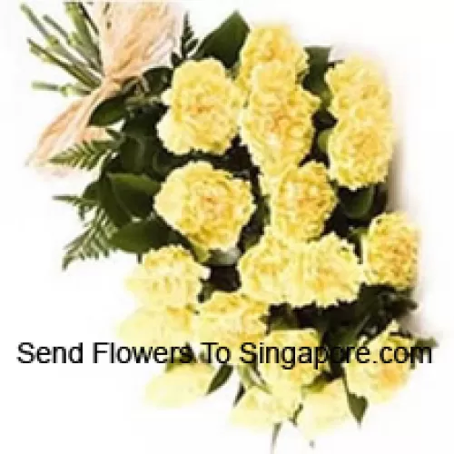 Bunch Of 18 Yellow Carnations With Seasonal Fillers