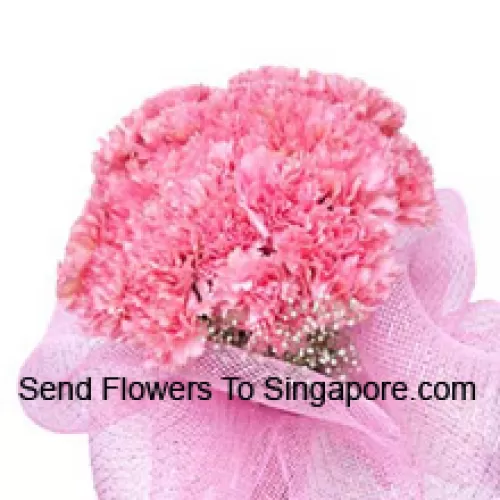 A Beautiful Bunch Of 24 Pink Carnations With Seasonal Fillers
