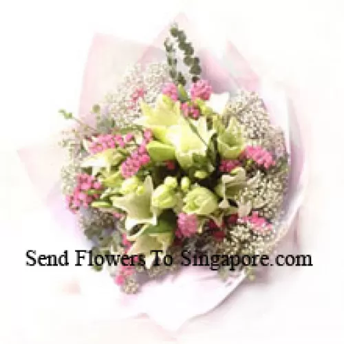 Bunch Of Cream Colored Tulips With Fillers
