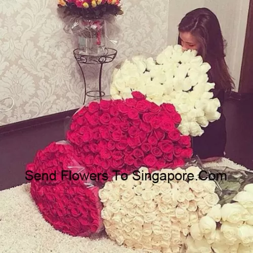 Our Room Full Of Roses Has Many Red And White Rose Arrangements - Total Number Of Roses In The Package Are 501